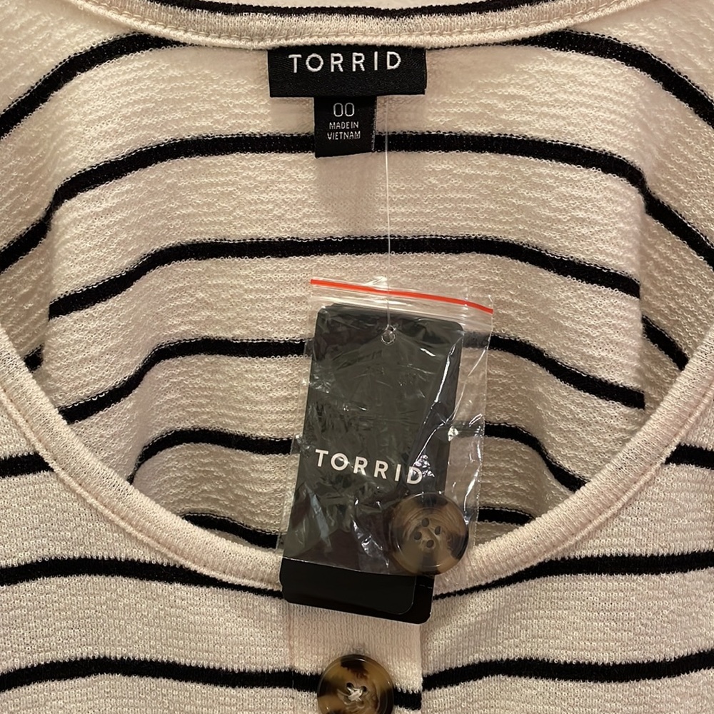Torrid Striped Button Tee - Picture 4 of 5